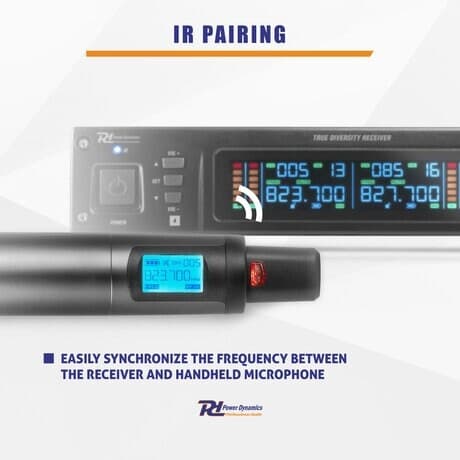 Power Dynamics PD220 2x 80-kanals UHF trådlös mikrofon True Diversity System HH