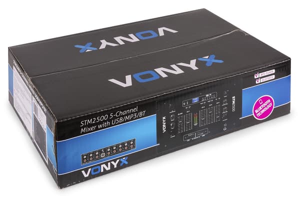 Vonyx STM2500 Mixer 5 kanaler, USB, BT, MP3