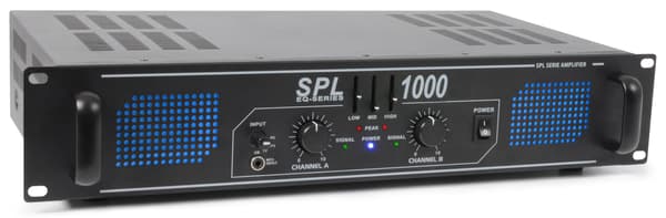 SPL 1000 Förstärkare 2x 500W Peak effekt EQ Svart