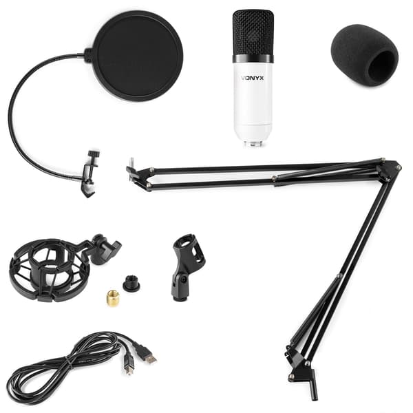 Vonyx CMS300W Studio kondensator mikrofon set,  USB, vit