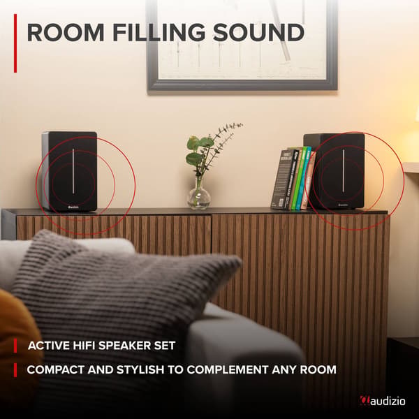 Audizio KS01B Active Bookshelf Speaker Set 120W BT Black