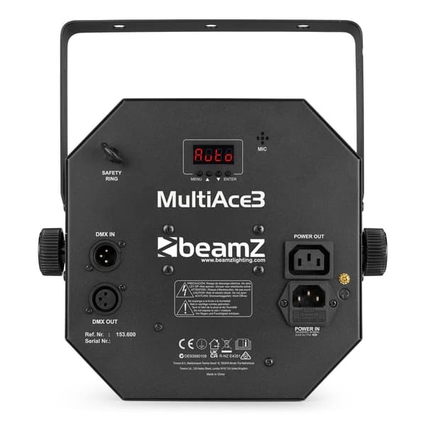 BeamZ MultiAce3 LED-effekt 3-i-1 - Discolampa - Derby - Stroboskop - UV ljus