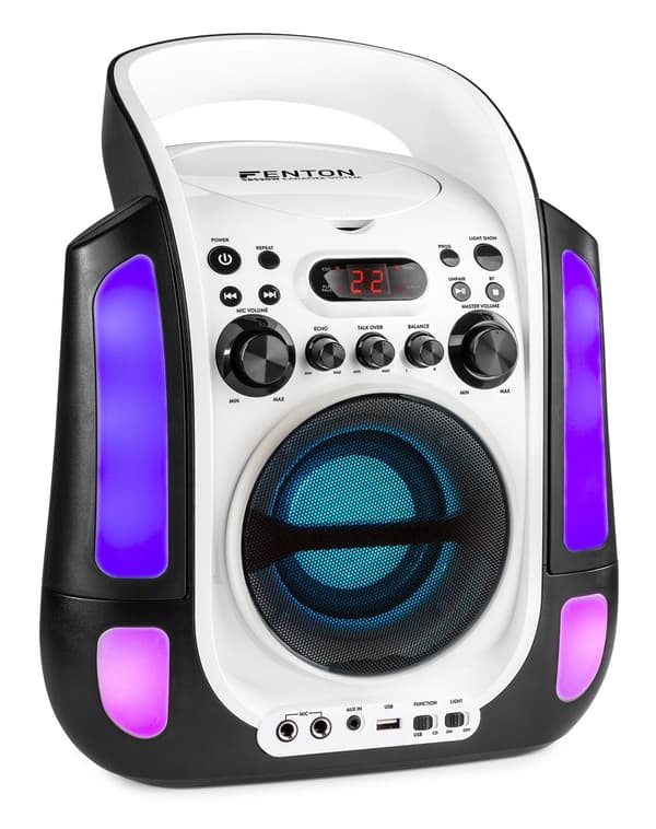 FENTON SBS30W Karioka System med CD och 2 Mikrofoner, vit