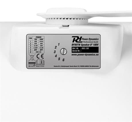 BF80TW In / utomhus högtalare 8", IPX5, Vit, 100V