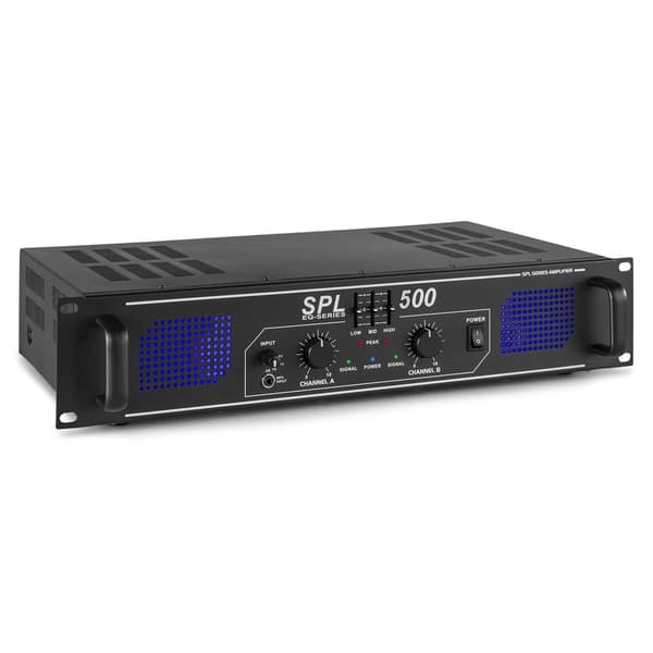 SPL 500 förstärkare 2x 250W Peak Effekt  EQ BLK