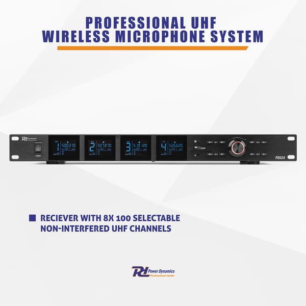 Power Dynamics PD524B UHF trådlös mikrofonset med 4 bodypack-mikrofoner