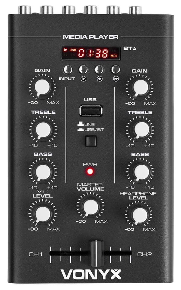 Vonyx STM500BT Mixer 2CH, BT, MP3, Displa