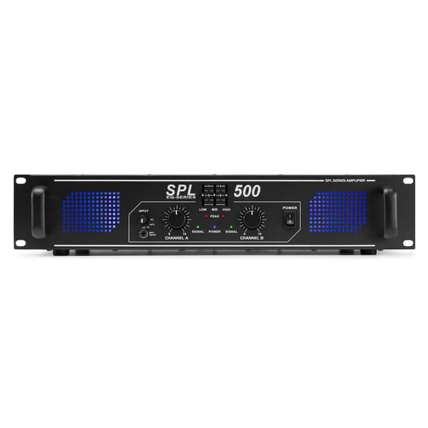 SPL 500 förstärkare 2x 250W Peak Effekt  EQ BLK