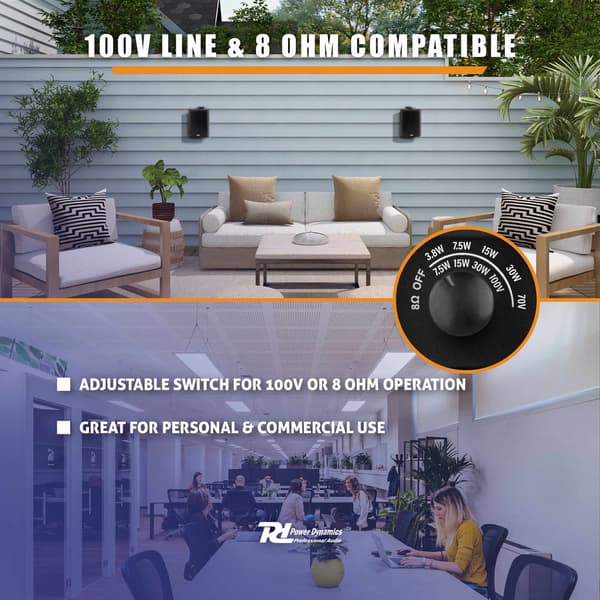 Power Dynamics BC50V högtalarset, 5"120W IP56 100V, svart