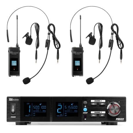 Power Dynamics PD522B UHF trådlös mikrofonset med 2 bodypack-mikrofoner