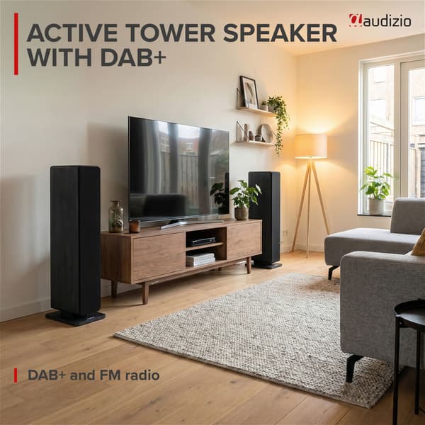 Audizio ARCO Active Tower Speaker med DAB radio – Svart