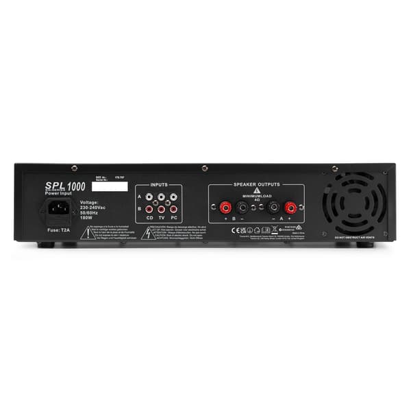 SPL 1000 Förstärkare 2x 500W Peak effekt EQ Svart