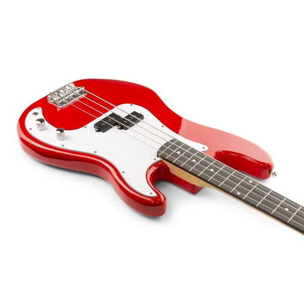 Max Gigkit Basgitarr med 40 Watts förstärkare - Gitarrstativ - Gitarrväska - Röd