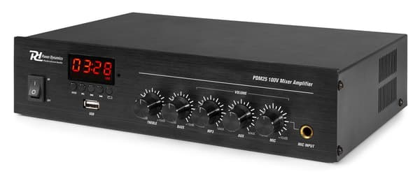 Power Dynamics PDM25 100V Mixer, Förstärkare, 25W BT/MP3