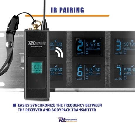 Power Dynamics PD528B UHF trådlös mikrofonset med 8 bodypack-mikrofoner