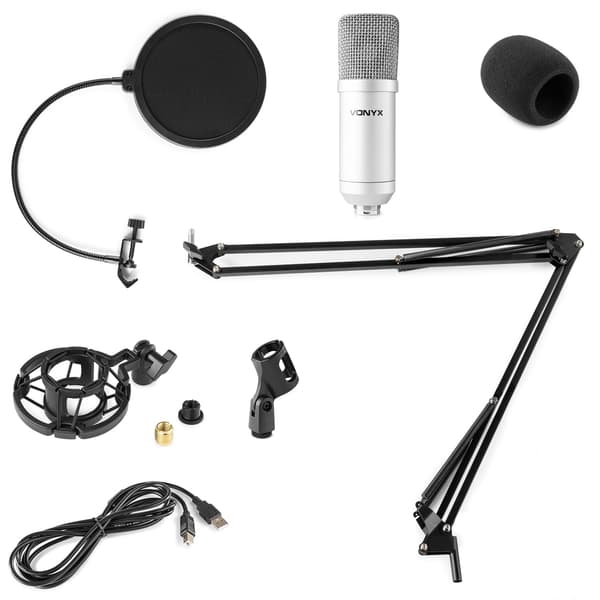 Vonyx CMS300S Studio Kondensator Mikrofonset, USB, Titan