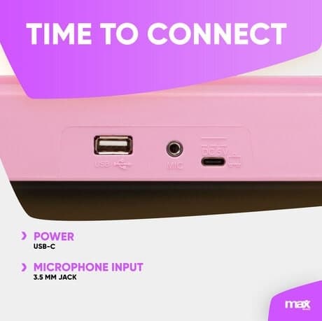 Max KD61P Elektroniskt Keyboard 61 Tangenter med Batteri – Rosa