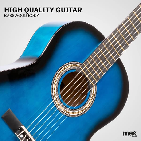 MAX SoloArt klassisk akustisk gitarr (39") Starter Set - Blå