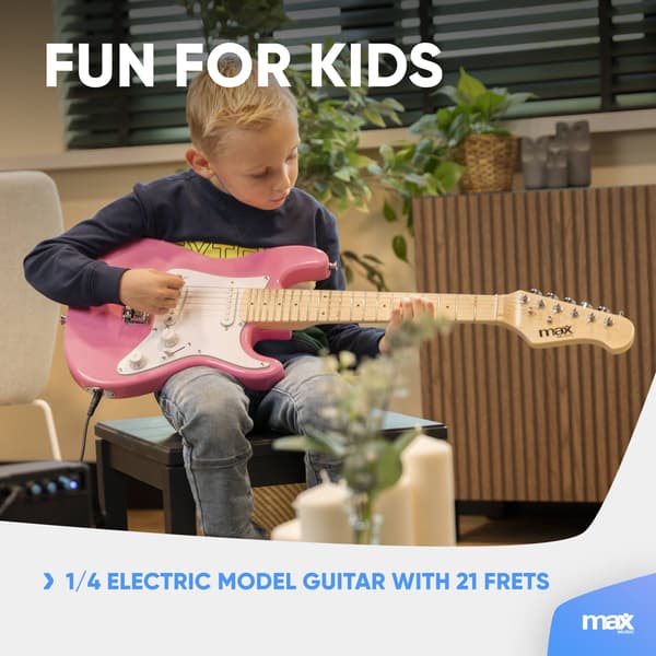 Max GigKit Junior Elgitarrpaket Rosa 1/4