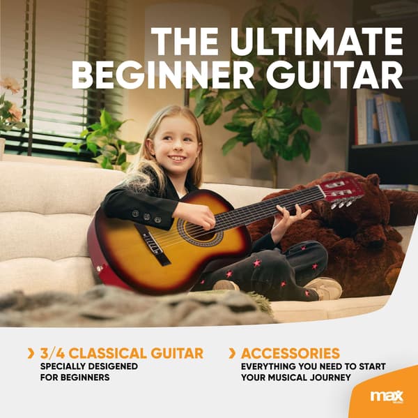 Max SoloArt Junior 3/4 Klassisk Gitarrpaket Sunburst