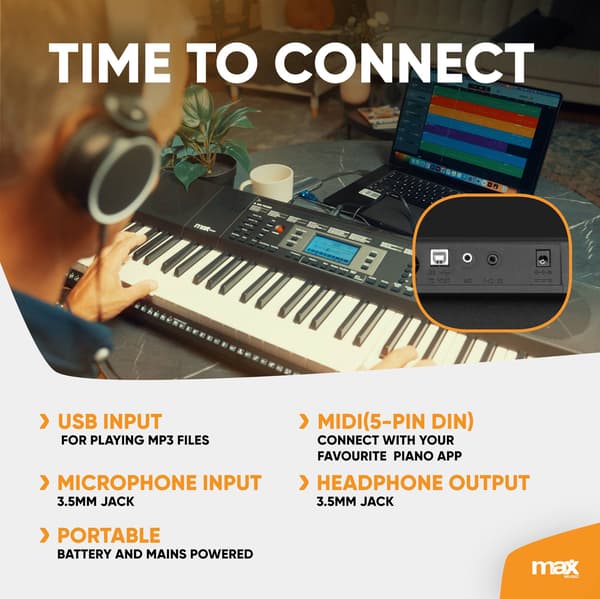 Max Rhapsody61M elektroniskt Keyboard 61-tangenters - Touch Sensitive skärm