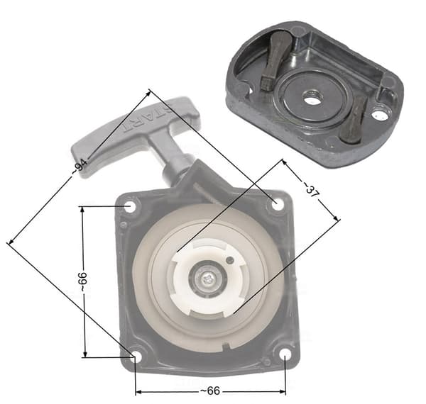 rekylstarter + plade til Powertec Garden BMS 1400-2 buskrydder