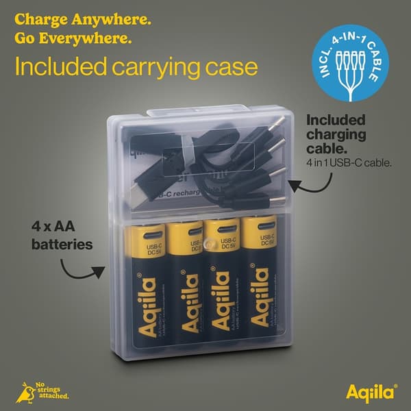 Genopladelige AA Batterier USB-C 4-pak