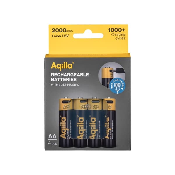 Oppladbare AA-batterier USB-C 4-pakning
