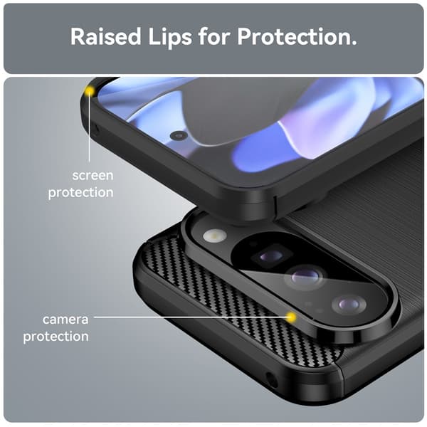 Google Pixel 10/Pixel 10 Pro Cover Børstet kulfibertekstur B
