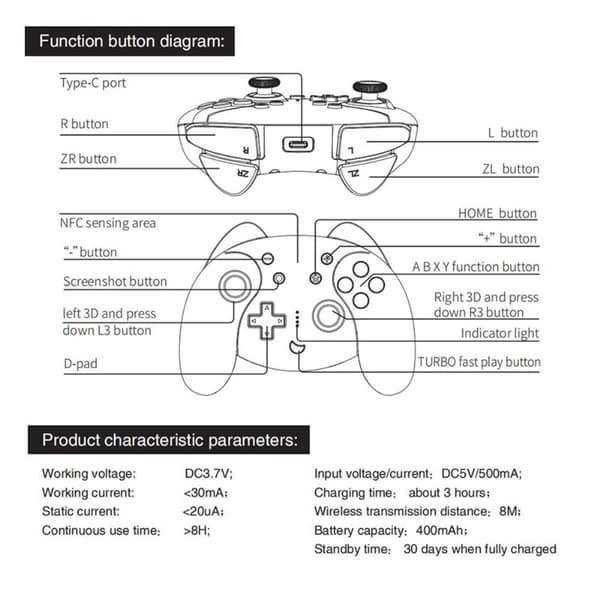 Handkontroll för Nintendo Switch Vit Blå
