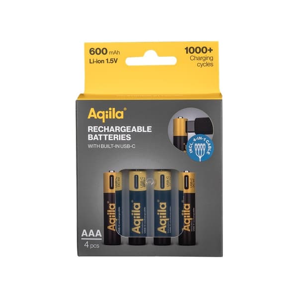 Genopladeligt AAA Batteri USB-C 4-pak