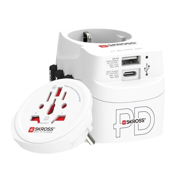 Reseadapter - Skross - Pro Light - 2 USB - Universell - 200 destinationer