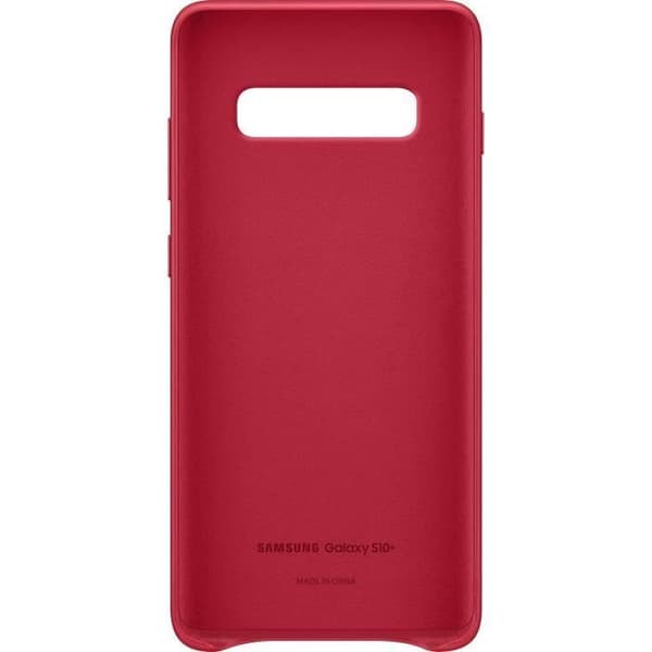 Samsung S10+ läderfodral röd vinröd