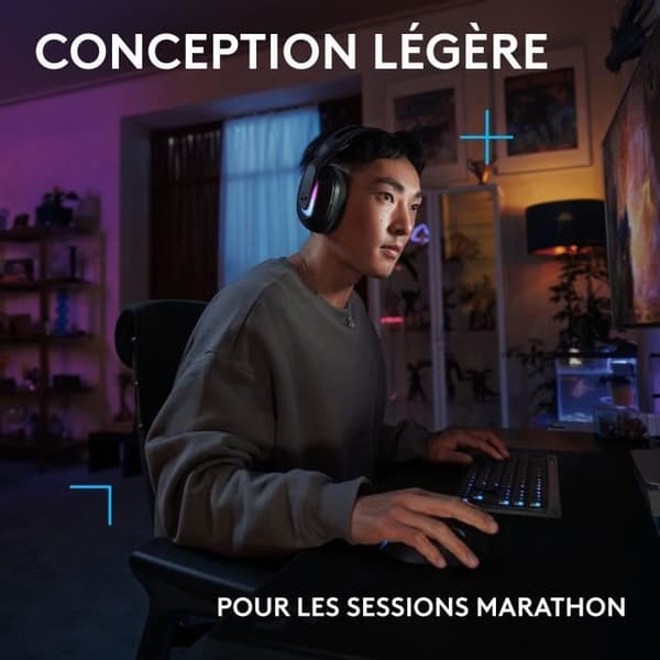 Spelheadset - trådlös - Logitech G - G522 - Lightspeed - Svart