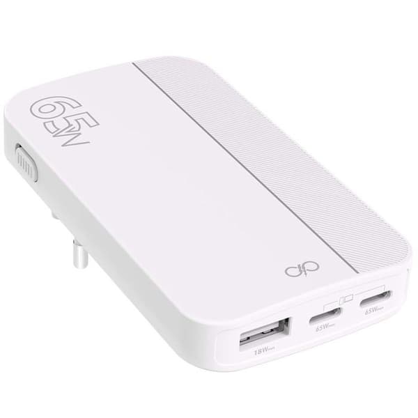 Nätadapter - FORCE POWER - Force Power Lite - 65W - USB-A + 2 USB-C - Fällbar GaN Vit