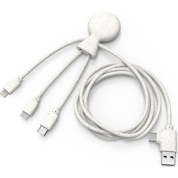 USB-kabel - Xoopar - Mr BIO - 1m - Vit - USB A, micro USB, USB C, Lightning