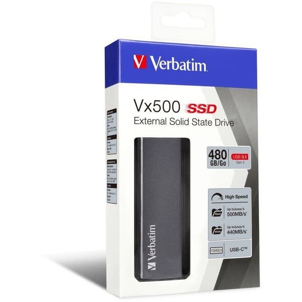 Extern SSD - VERBATIM - VX500 - 480 Go - Grå