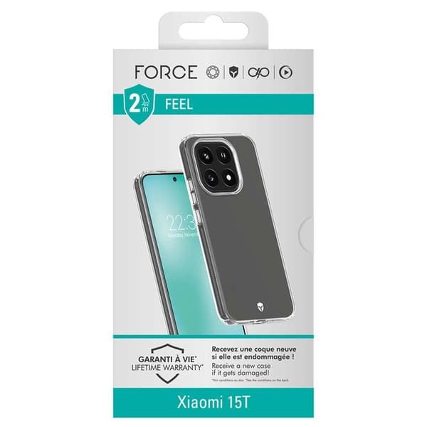 Coque - FORCE CASE - Xiaomi 15T Feel 2m - Stötskydd 2 m - Tryax Inserts 3D - Transparent