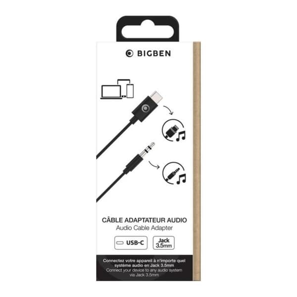 Ljudadapter Jack 3,5 mm - BIGBEN CONNECTED - USB-C - 90 cm - Mikrofon - Plug & Play