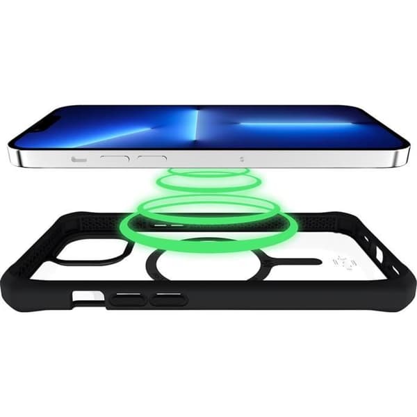 Coque - Itskins - iPhone 14 Max - Hybrid Solid - Kompatibel med MagSafe - Transparent Svart