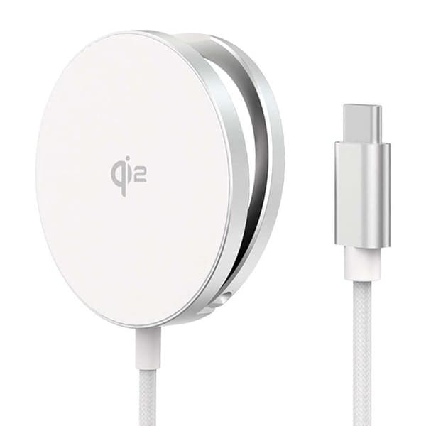 Trådlös Magnetisk Laddare - FORCE POWER - 15W Qi2 - Fällbart Stöd - USB-C Vit