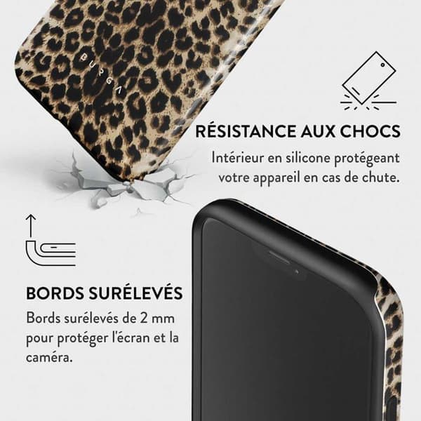 Bakstycke - Burga - iPhone 12 - Leopardmönster - Optimal Skydd - Elegant