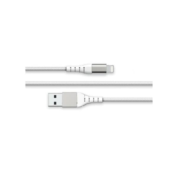 Förstärkt USB A/Lightning-kabel 2m - 2,4A Vit Force Power Vit