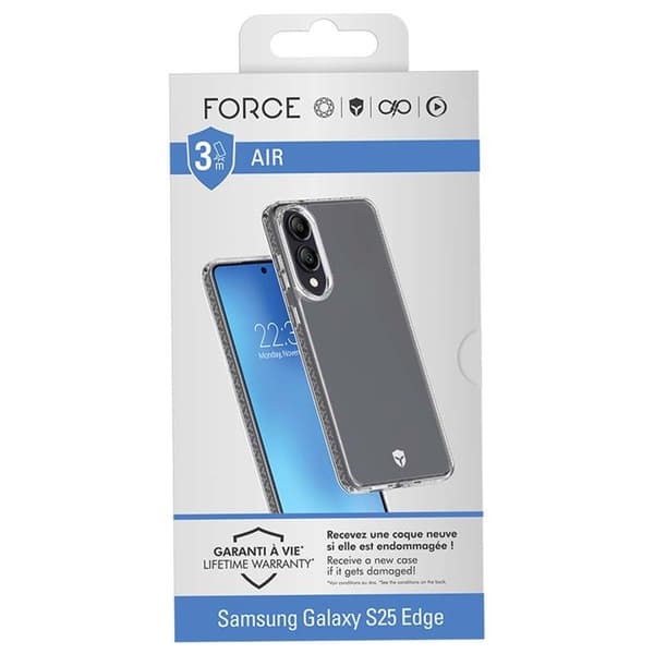 Skal - FORCE CASE - Galaxy S25 Edge - Transparent - Optimal skydd - Stötdämpning