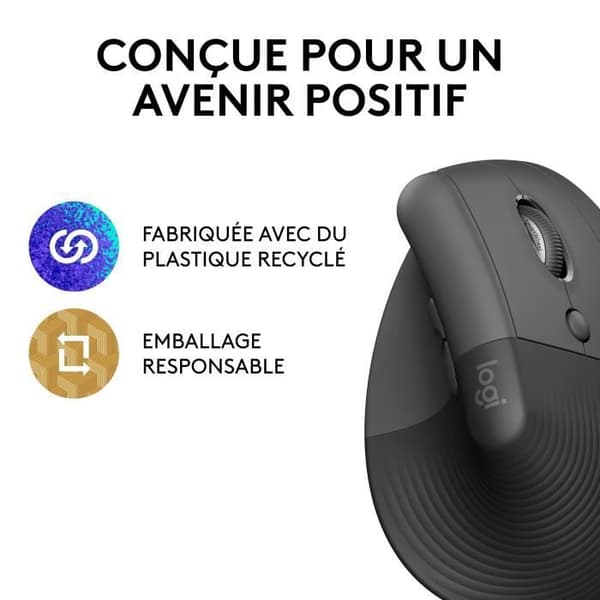 Mus - Trådlös - Logitech - Lyft Ergonomisk Vertikal - Grafit - Högerhänt