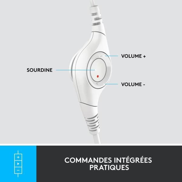 Hörlurar - Trådad - Logitech - H390 - USB - Störningsskydd - Vit
