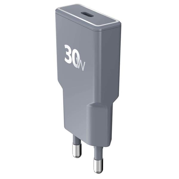USB-A laddare - FORCE POWER - Pocket 30W - UltraGaN - Power Delivery - Grå