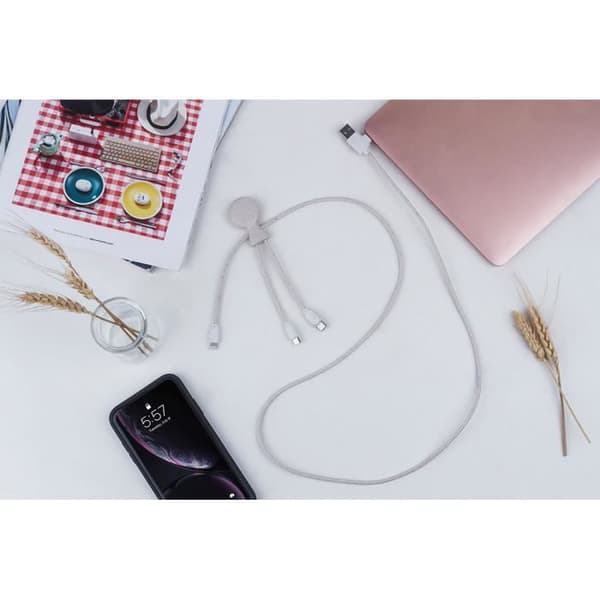 USB-kabel - Xoopar - Mr BIO - 1m - Vit - USB A, micro USB, USB C, Lightning