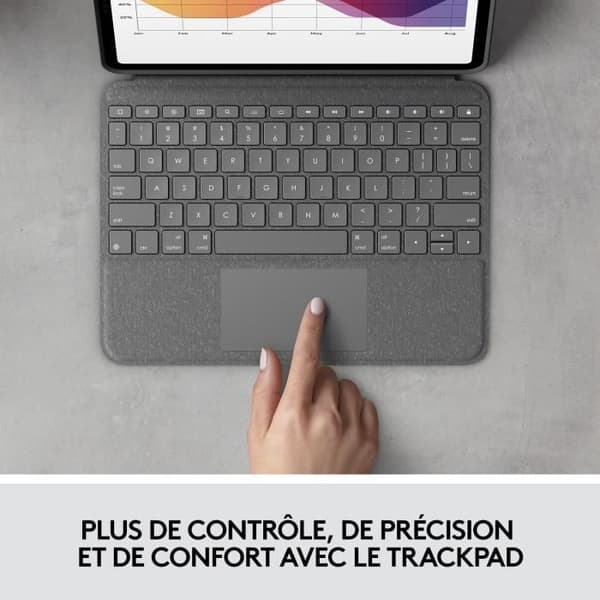 Tangentbordsetui - Logitech - Folio Touch - AZERTY - För iPad Air (M2 & M3) (4:e och 5:e generationen) - Grå