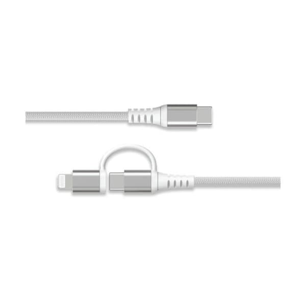 Laddkabel - FORCE POWER - Lite - 2 i 1 USB-C/Lightning - PD 60W (3A) - Förstärkt 1,2 m